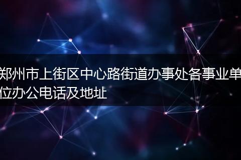 郑州市上街区中心路街道办事处各事业单位办公电话及地址