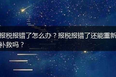 报税报错了怎么办？报税报错了还能重新补救吗？