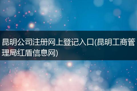 昆明公司注册网上登记入口(昆明工商管理局红盾信息网)