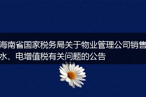 海南省国家税务局关于物业管理公司销售水、电增值税有关问题的公告