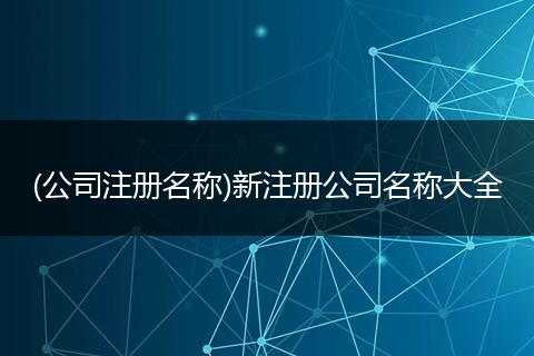(公司注册名称)新注册公司名称大全