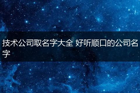 技术公司取名字大全 好听顺口的公司名字