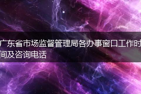 广东省市场监督管理局各办事窗口工作时间及咨询电话