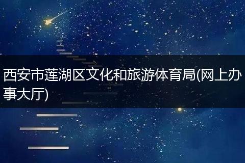 西安市莲湖区文化和旅游体育局(网上办事大厅)