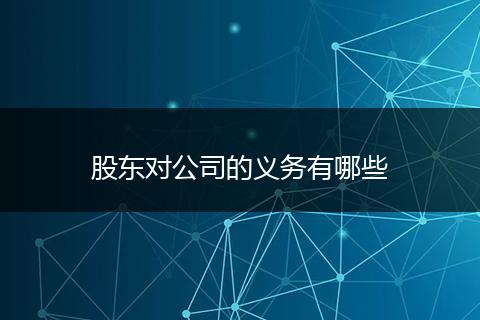 股东对公司的义务有哪些