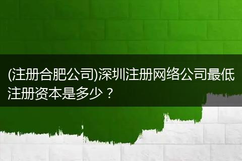 (注册合肥公司)深圳注册网络公司最低注册资本是多少?