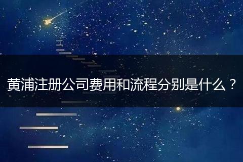 黄浦注册公司费用和流程分别是什么?