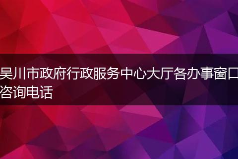 吴川市政府行政服务中心大厅各办事窗口咨询电话