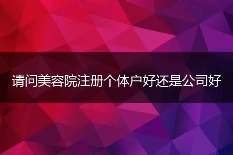 请问美容院注册个体户好还是公司好