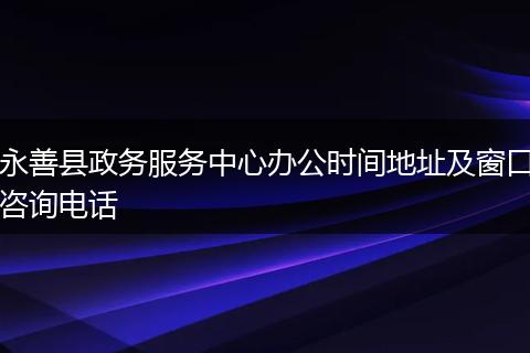 永善县政务服务中心办公时间地址及窗口咨询电话