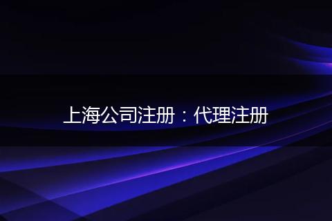 上海公司注册：代理注册