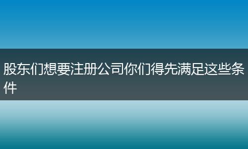 股东们想要注册公司你们得先满足这些条件