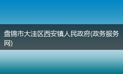 盘锦市大洼区西安镇人民政府(政务服务网)