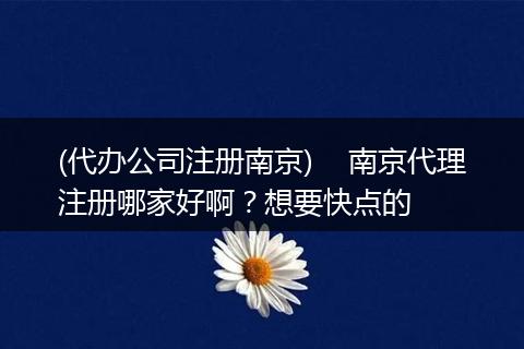 (代办公司注册南京) 南京代理注册哪家好啊?想要快点的