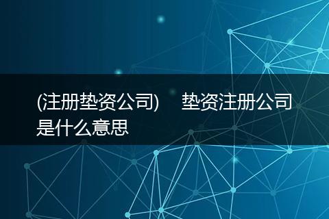 (注册垫资公司)    垫资注册公司是什么意思