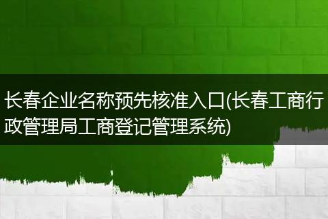 长春企业名称预先核准入口(长春工商行政管理局工商登记管理系统)
