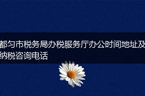 都匀市税务局办税服务厅办公时间地址及纳税咨询电话