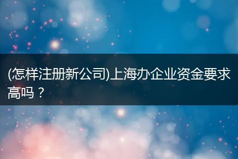 (怎样注册新公司)上海办企业资金要求高吗?