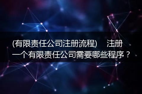 (有限责任公司注册流程)    注册一个有限责任公司需要哪些程序？
