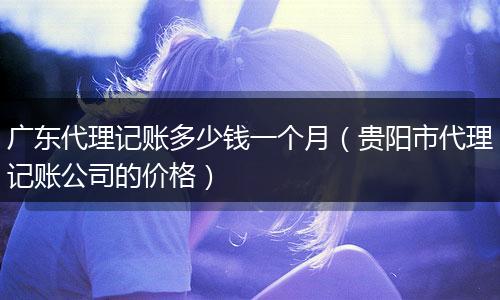 广东代理记账多少钱一个月（贵阳市代理记账公司的价格）
