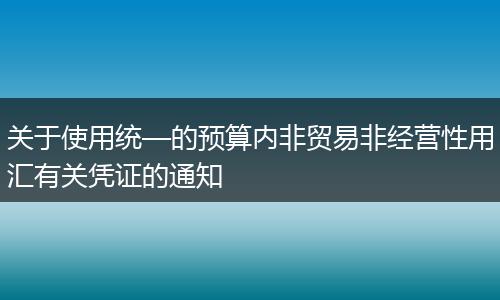 关于使用统—的预算内非贸易非经营性用汇有关凭证的通知