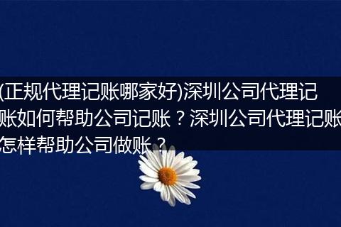 (正规代理记账哪家好)深圳公司代理记账如何帮助公司记账？深圳公司代理记账怎样帮助公司做账？