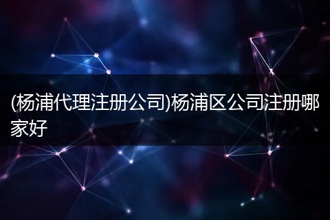 (杨浦代理注册公司)杨浦区公司注册哪家好