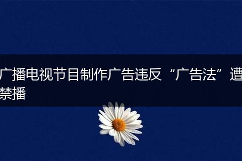广播电视节目制作广告违反“广告法”遭禁播