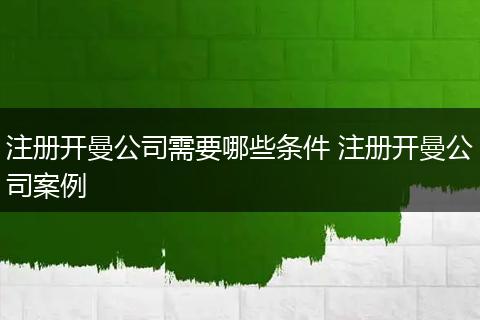 注册开曼公司需要哪些条件 注册开曼公司案例