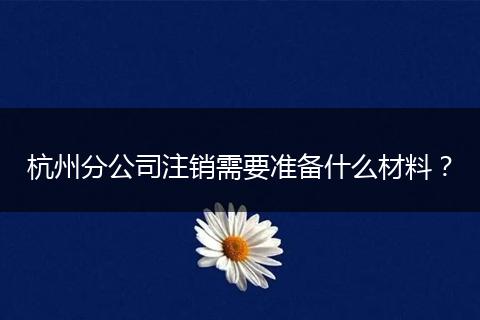 杭州分公司注销需要准备什么材料？
