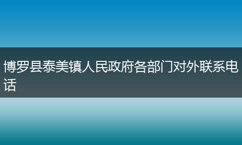 博罗县泰美镇人民政府各部门对外联系电话