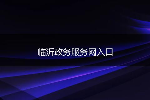 临沂政务服务网入口