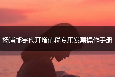 杨浦邮寄代开增值税专用发票操作手册