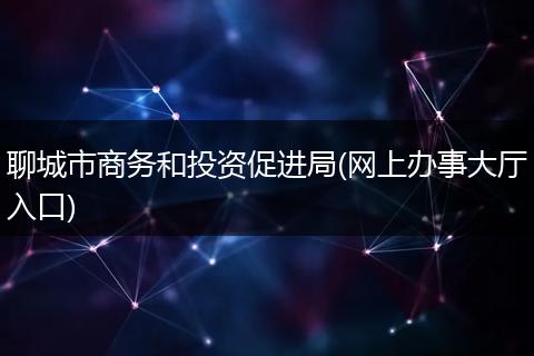 聊城市商务和投资促进局(网上办事大厅入口)
