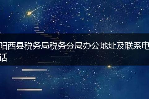 阳西县税务局税务分局办公地址及联系电话