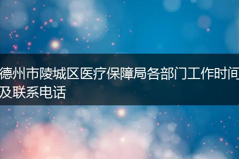 德州市陵城区医疗保障局各部门工作时间及联系电话
