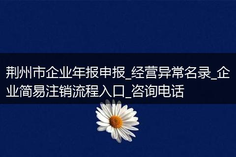 荆州市企业年报申报_经营异常名录_企业简易注销流程入口_咨询电话