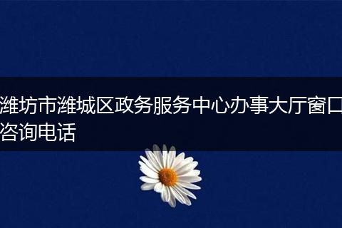 潍坊市潍城区政务服务中心办事大厅窗口咨询电话