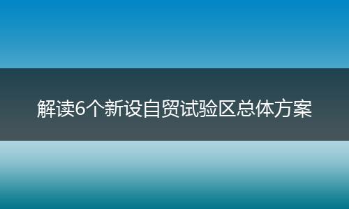 解读6个新设自贸试验区总体方案
