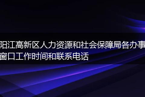 阳江高新区人力资源和社会保障局各办事窗口工作时间和联系电话