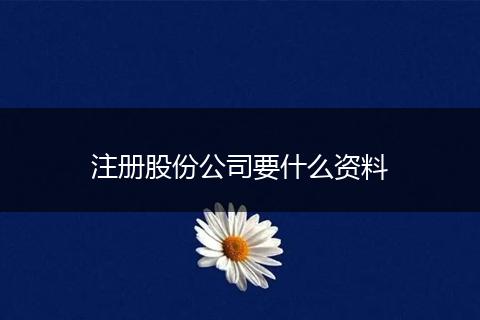 注册股份公司要什么资料