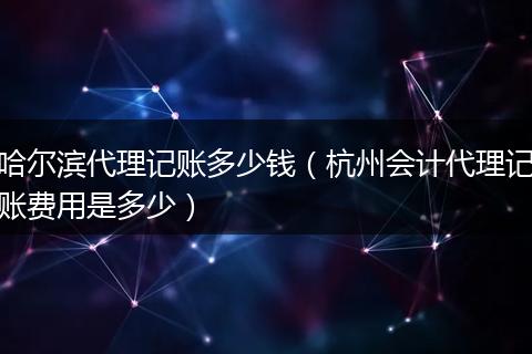 哈尔滨代理记账多少钱（杭州会计代理记账费用是多少）