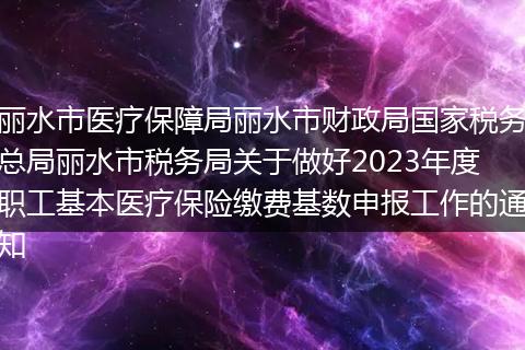 丽水市医疗保障局丽水市财政局国家税务总局丽水市税务局关于做好2023年度职工基本医疗保险缴费基数申报工作的通知