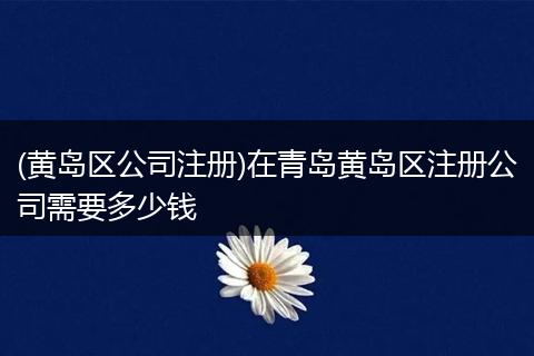 (黄岛区公司注册)在青岛黄岛区注册公司需要多少钱