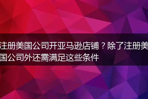 注册美国公司开亚马逊店铺？除了注册美国公司外还需满足这些条件