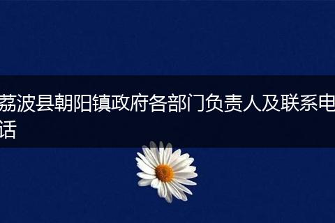 荔波县朝阳镇政府各部门负责人及联系电话