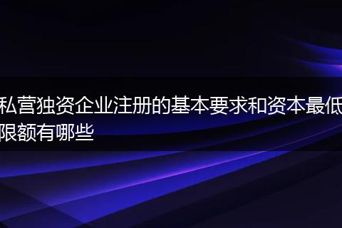 私营独资企业注册的基本要求和资本最低限额有哪些