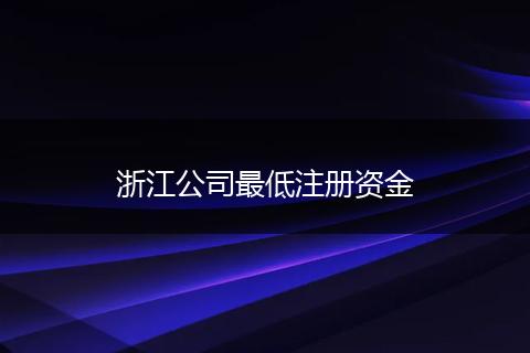 浙江公司最低注册资金