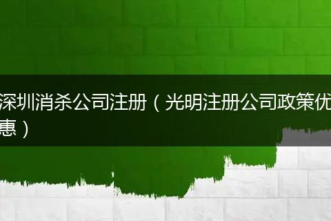 深圳消杀公司注册（光明注册公司政策优惠）