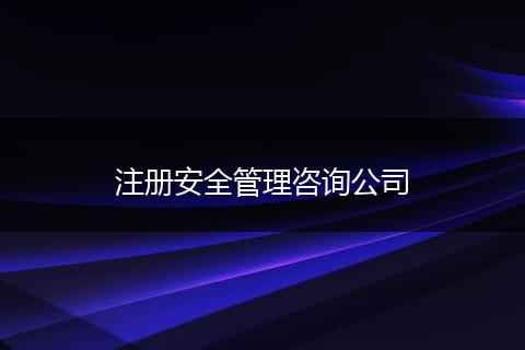 注册安全管理咨询公司